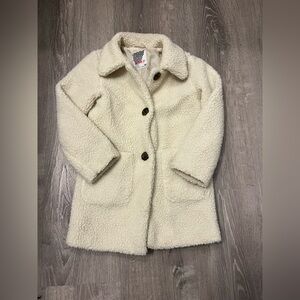 Girl's Kensie Girl Ivory Sherpa Peacoat- Size 7/8- Pre-owned